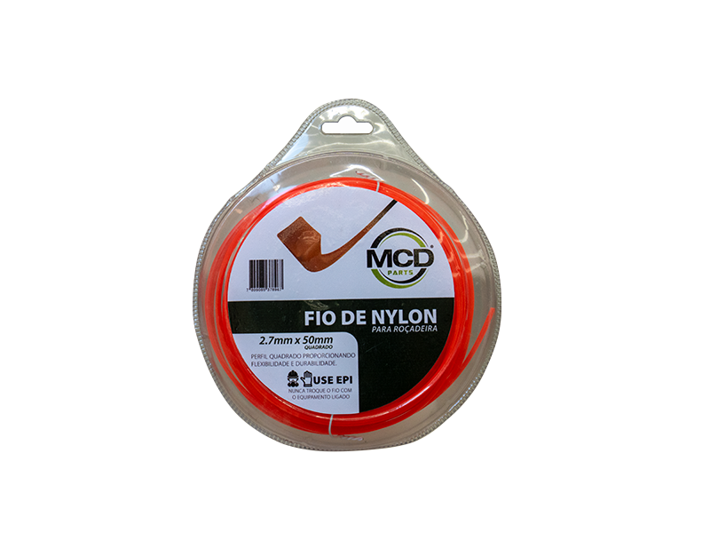 FIO NYLON 2,7MM 50MTS QUADRADO - LARANJA
