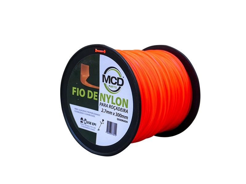 FIO NYLON 2,7MM 300MTS QUADRADO-LARANJA